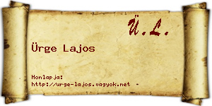 Ürge Lajos névjegykártya